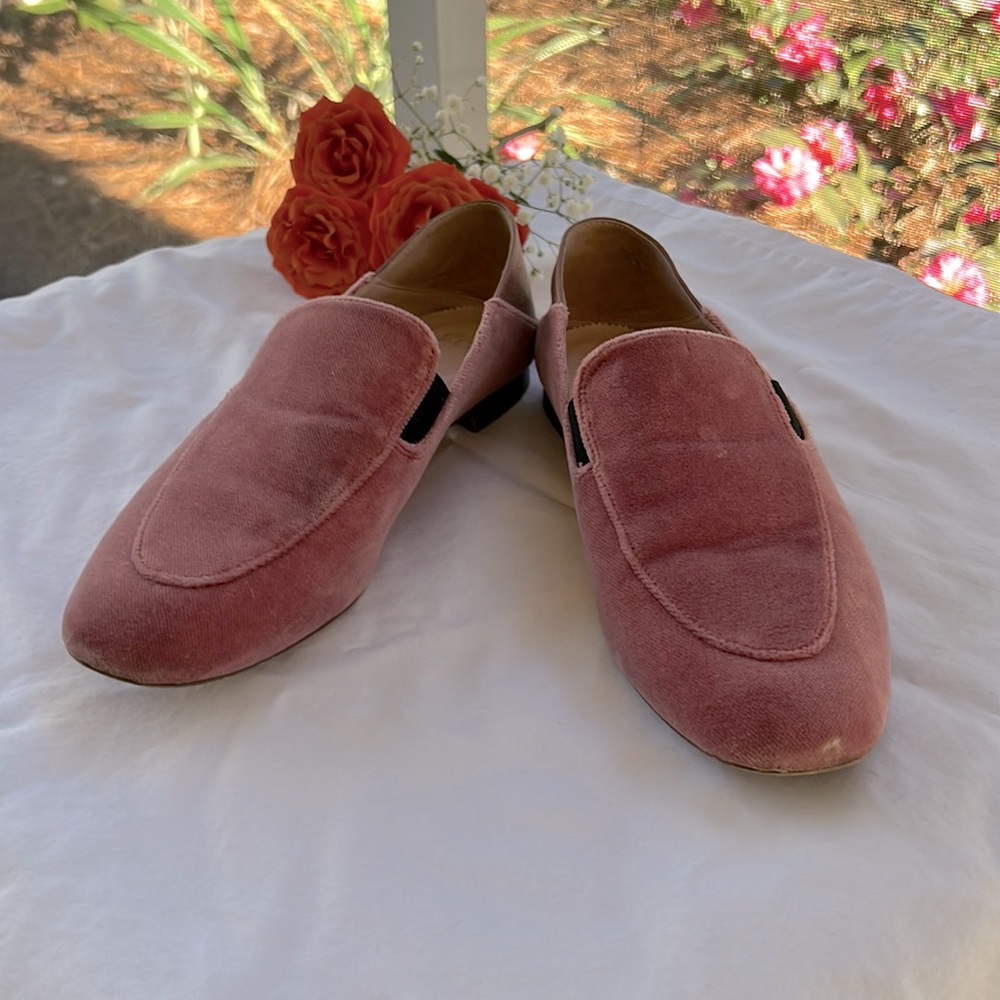 J Crew Pink Velvet Flats 8.5